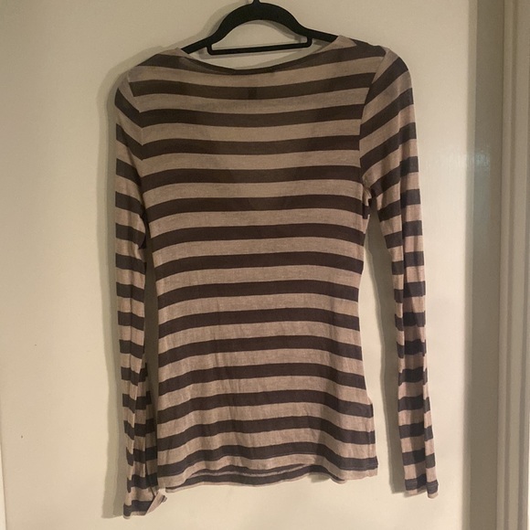 Top, Sweater, BCBG, Taupe/Tan stripes, Medium - Picture 2 of 4